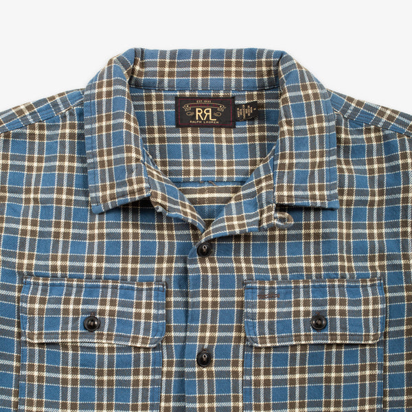 RRL Matlock Camp Long Sleeve Sport Shirt Blue