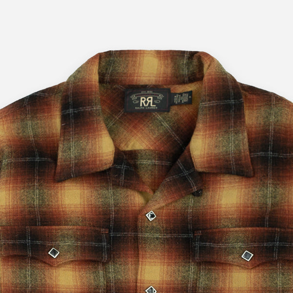 RRL Jesse Camp Collar Shirt - Orange