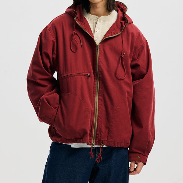 SAILING HOODED PARKA JACKET - RED