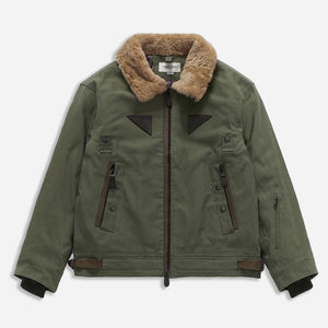 Eastlogue - SHEARLING ROYAL FLIGHT JACKET - OLIVE -  - Main Front View