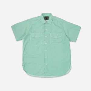 Beams+ - MULTI POCKET HICKORY WORK SHIRT - STRIPE GREEN -  - Main Front View