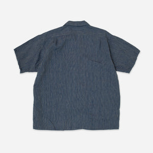 Beams+ - OPEN COLLAR LINEN STRIPE SHIRT- INDIGO -  - Alternative View 1