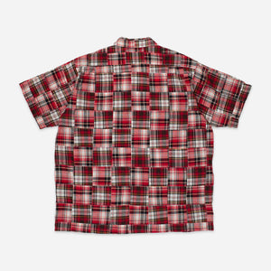 Beams+ - OPEN COLLAR PATCHWORK SHIRT - MADRAS RED - IMAGE NEEDED! -  - Alternative View 1