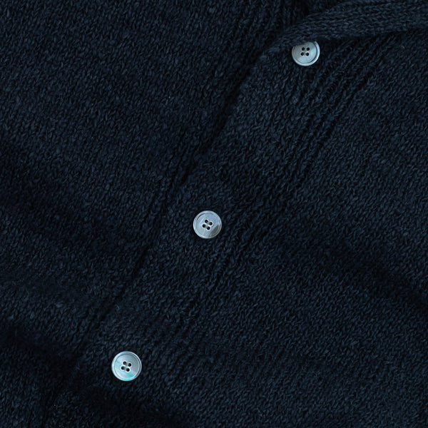 GIMU SLUB MOKU BUTTON SHIRT - NAVY/BLACK