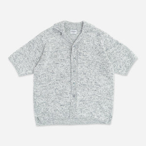 Yonetomi - GIMU SLUB MOKU BUTTON SHIRT - WHITE/NAVY -  - Main Front View