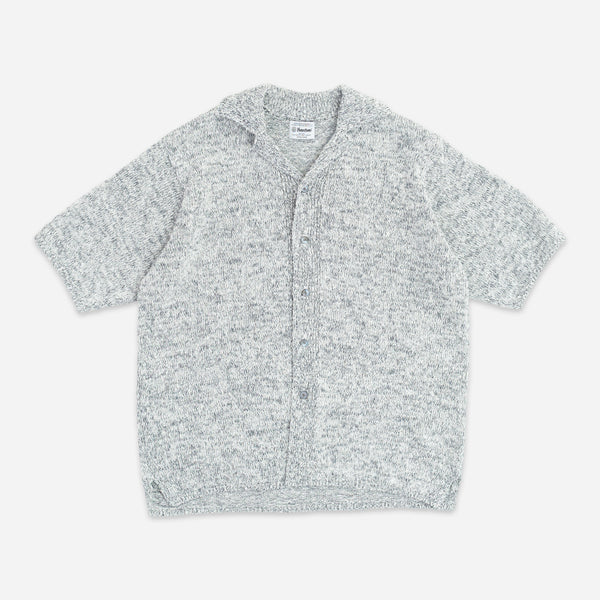 GIMU SLUB MOKU BUTTON SHIRT - WHITE/NAVY
