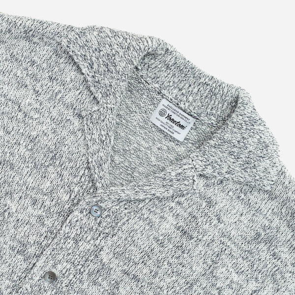 GIMU SLUB MOKU BUTTON SHIRT - WHITE/NAVY
