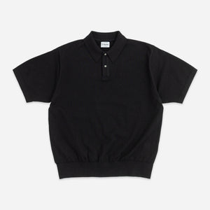 Yonetomi - LIGHT WAVE SUMMER POLO SHIRT - BLACK -  - Main Front View