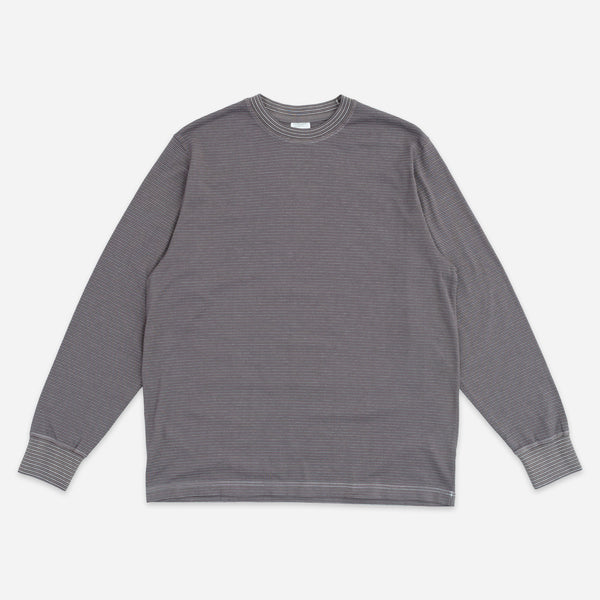 LONG SLEEVE STRIPED T-SHIRT - GREY/WHITE