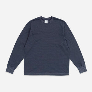 Yonetomi - LONG SLEEVE STRIPED T-SHIRT - NAVY/WHITE -  - Main Front View