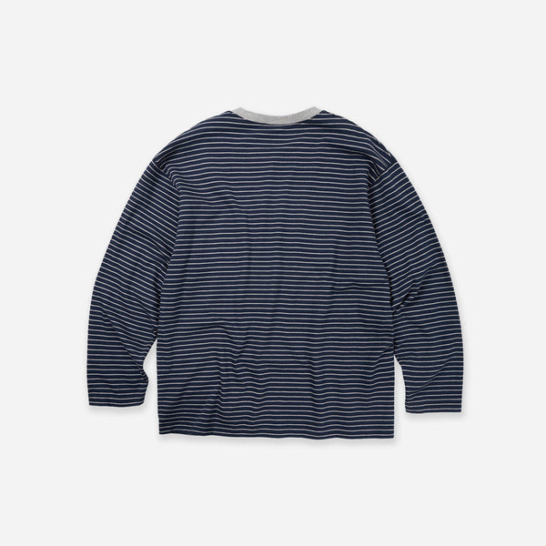 STRIPE RELAXED LONG SLEEVE T-SHIRT - NAVY