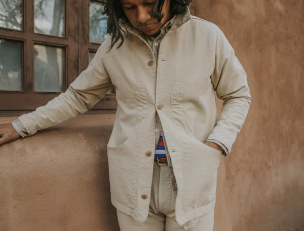 RUSTIC PLAIN WEAVE HUNTING JACKET - NATURAL