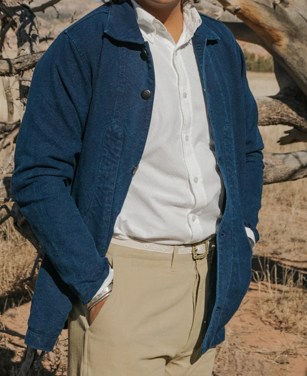 RUSTIC PLAIN WEAVE HUNTING JACKET - INDIGO