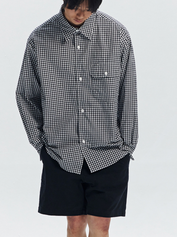 EASE GINGHAM CHECK SHIRT - BLACK