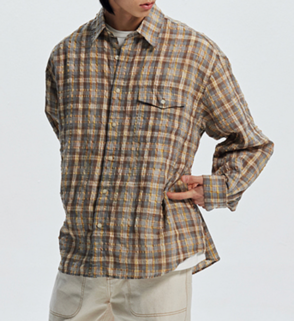 UNEVEN CHECKED SHIRT - YELLOW
