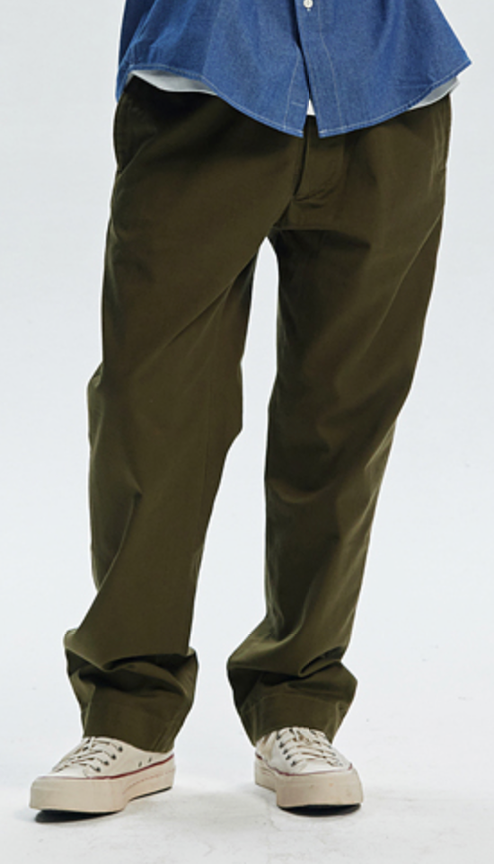 WASHED OFFICER CHINO PANTS - OLIVE