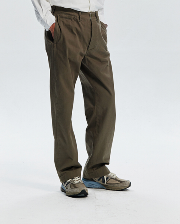 WASHED OFFICER CHINO PANTS - MUD