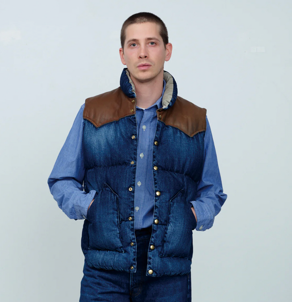 DOWN VEST - INDIGO USED DENIM