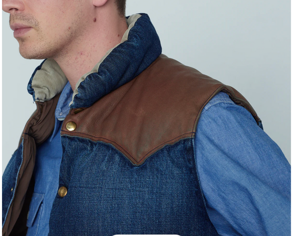DOWN VEST - INDIGO USED DENIM