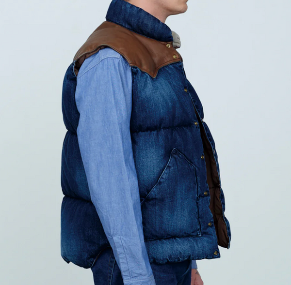 DOWN VEST - INDIGO USED DENIM