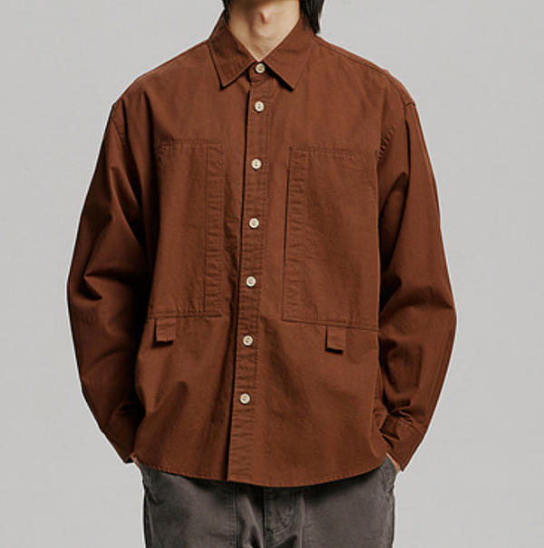POCKET LOOP WORK SHIRT - BROWN