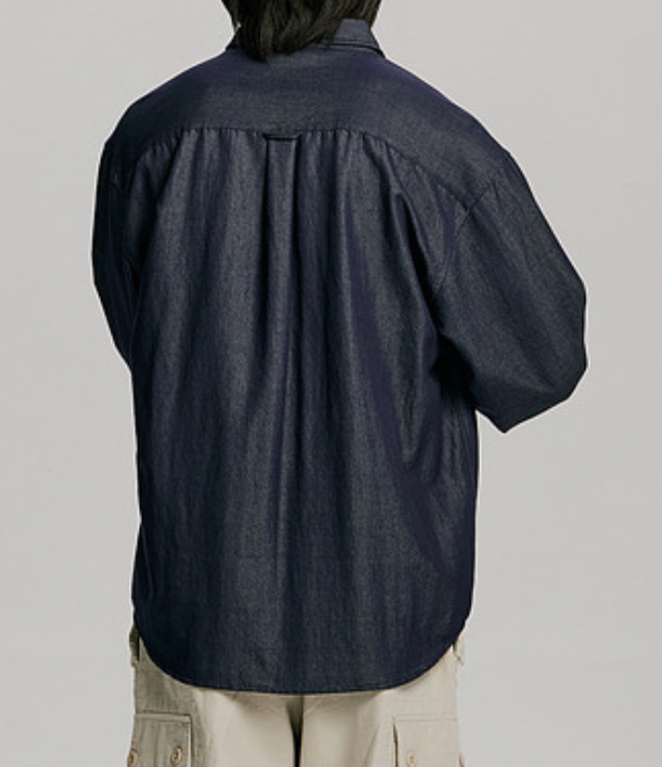 TWO TONE RELAXED SHIRT - NAVY