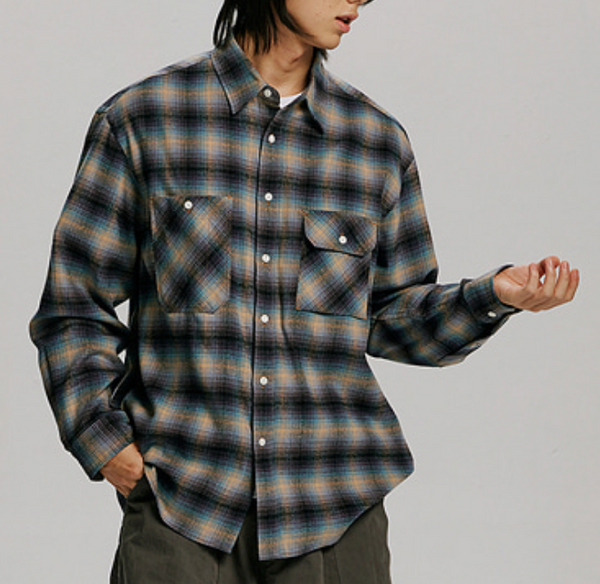 FLANNEL CHECK WORK SHIRT - MIDNIGHT BLUE
