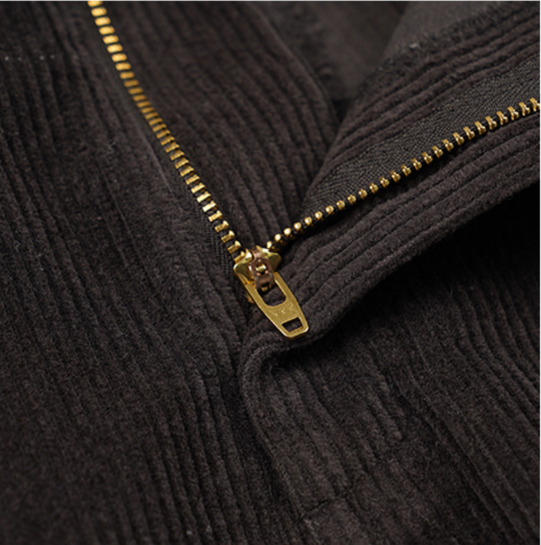 CORDUROY WIDE ONE TUCK PANTS - CHARCOAL