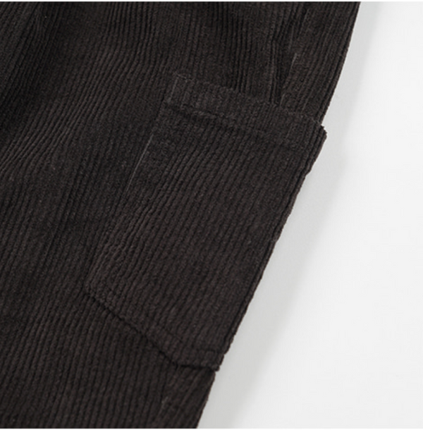 CORDUROY WIDE ONE TUCK PANTS - CHARCOAL
