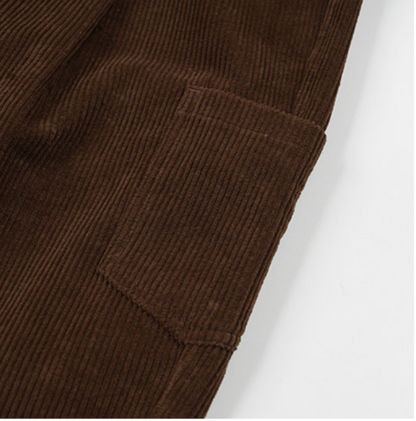 CORDUROY WIDE ONE TUCK PANTS - BROWN