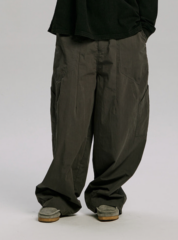 FOLD FATIGUE WIDE PANTS - CHARCOAL