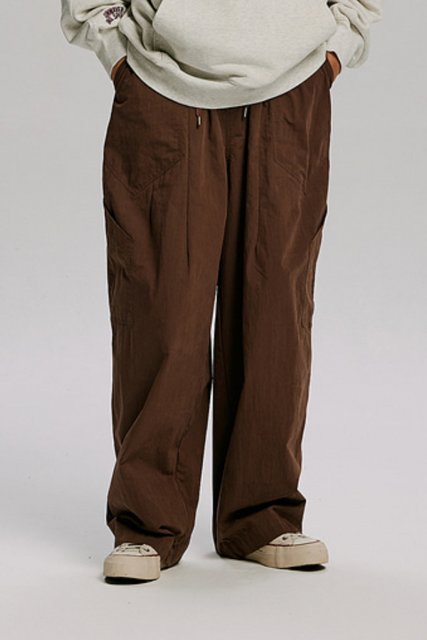FOLD FATIGUE WIDE PANTS - BROWN