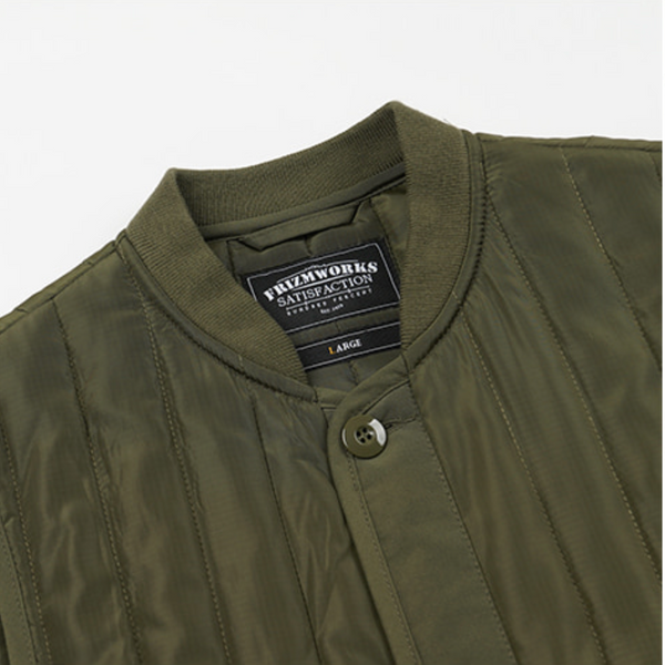 STRIPE QUILT MIL LINER VEST - OLIVE