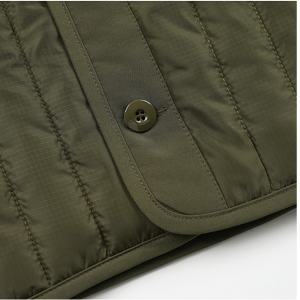 STRIPE QUILT MIL LINER VEST - OLIVE