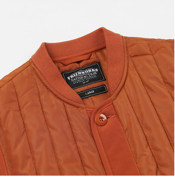 STRIPE QUILT MIL LINER VEST - ORANGE