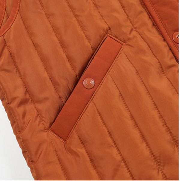 STRIPE QUILT MIL LINER VEST - ORANGE