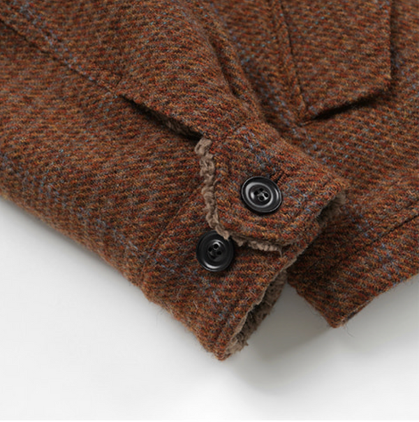 FLUFFY WOOL HARRINGTON JACKET - MAPLE