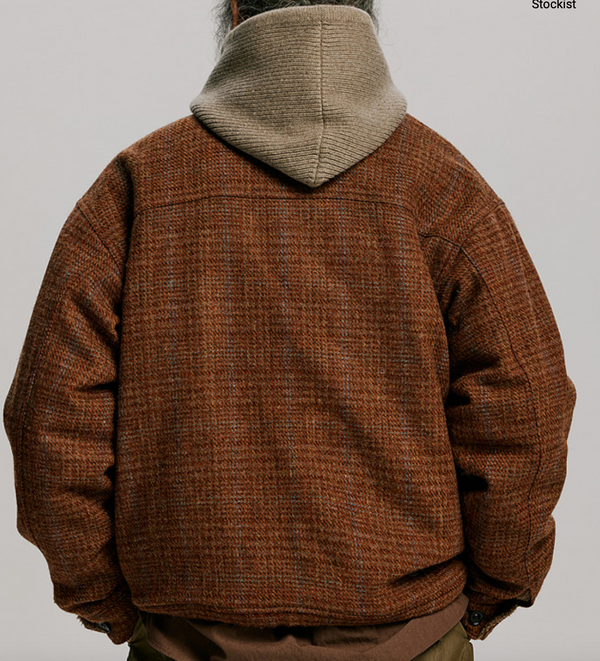 FLUFFY WOOL HARRINGTON JACKET - MAPLE