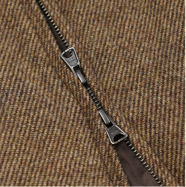 WOOL HARRINGTON JACKET - BROWN