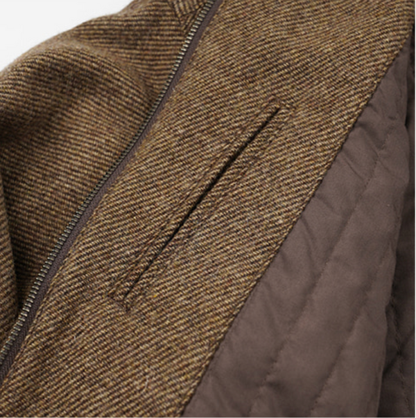WOOL HARRINGTON JACKET - BROWN