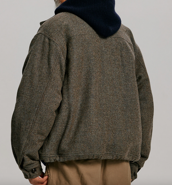 WOOL HARRINGTON JACKET - GREY