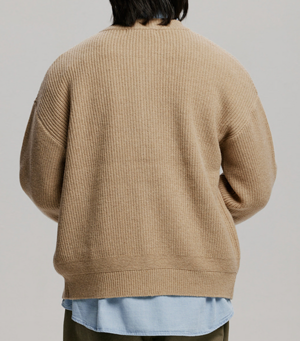 WOOL DECK ZIP UP CARDIGAN - OATMEAL