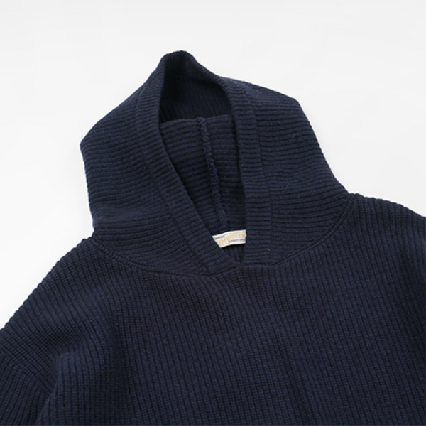 KANGAROO KNIT PULLLOVER HOODIE - NAVY