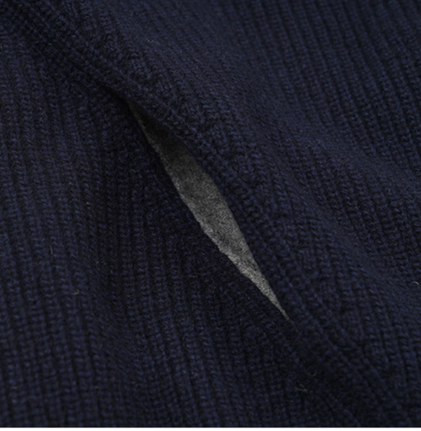 KANGAROO KNIT PULLLOVER HOODIE - NAVY