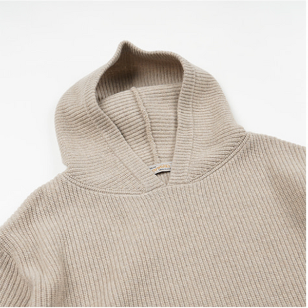 KANGAROO KNIT PULLOVER HOODIE - OATMEAL