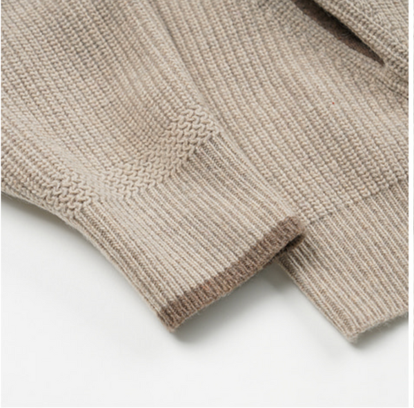 KANGAROO KNIT PULLOVER HOODIE - OATMEAL