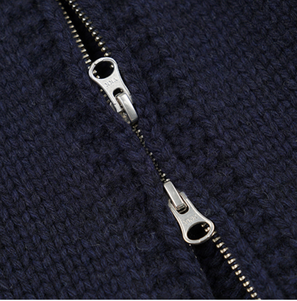 WOOL VARSITY CARDIGAN - NAVY/GREY