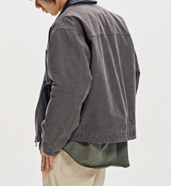 HEAVY CANVAS DESTROYED WORK JACKET - MUD