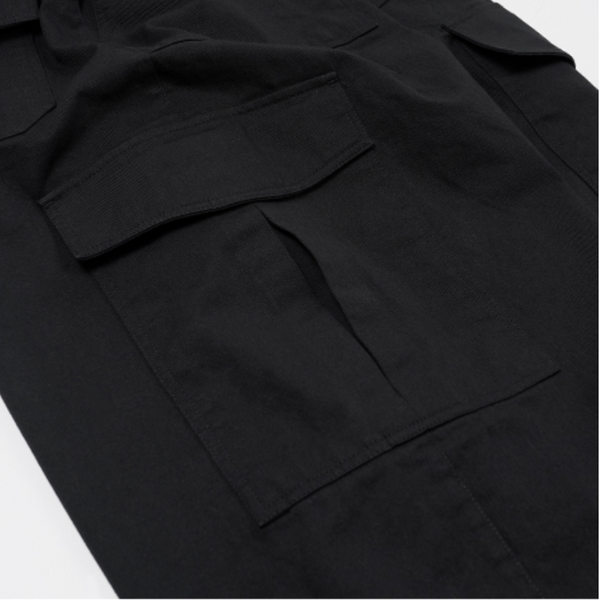 TWILL CARGO BALLOON PANTS - BLACK