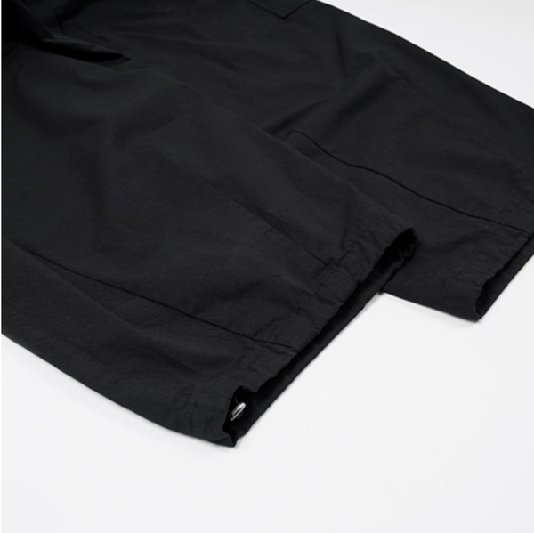 TWILL CARGO BALLOON PANTS - BLACK